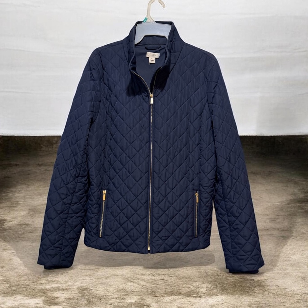 J. Crew women’s Quilted Dark Blue Jacket  size XL